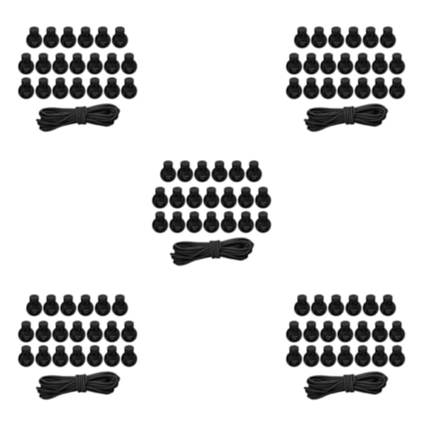 1/2/3/5 20st plastsnörelås Ändfjäderbelastad slider + För Black Style 4 5Set