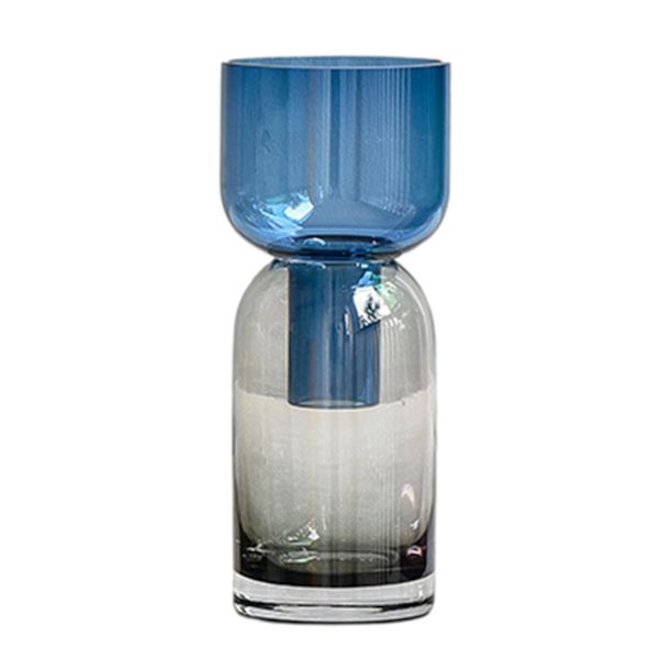 1/2/3 Minimalistiska färgglada glasvaser Hem Hand Vas Pot Room Blue gray 8x8x19CM 1Set