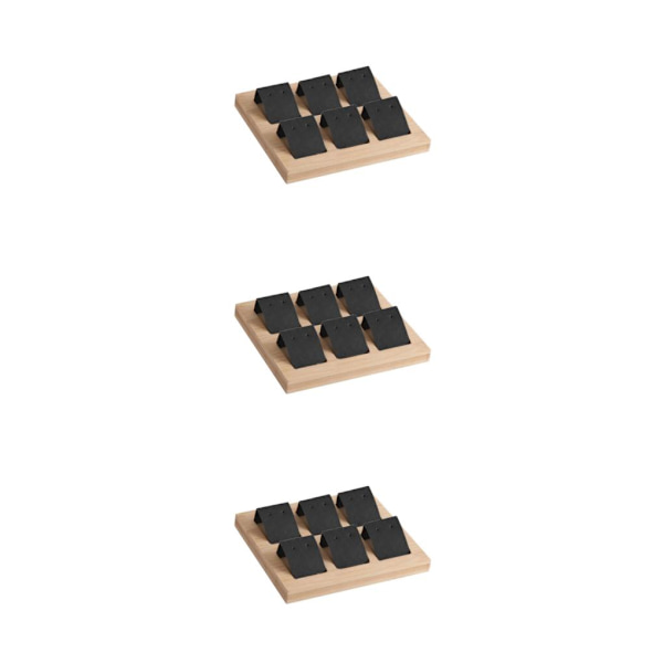 1/2/3 trä örhängeskorthållare med bricka för smycketillbehör 6 Pair Black 3Set