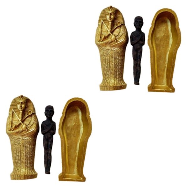 1/2/3/5 Forntida egyptisk kista med mumiefigurer Staty för black 9.4x3.5x3.8cm 2Set