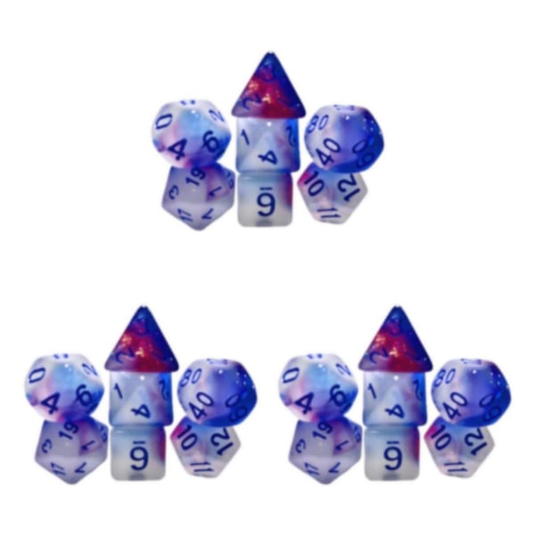 1/2/3 7Pack Multi tärning Set Glow in Dark för rollspel 3Set