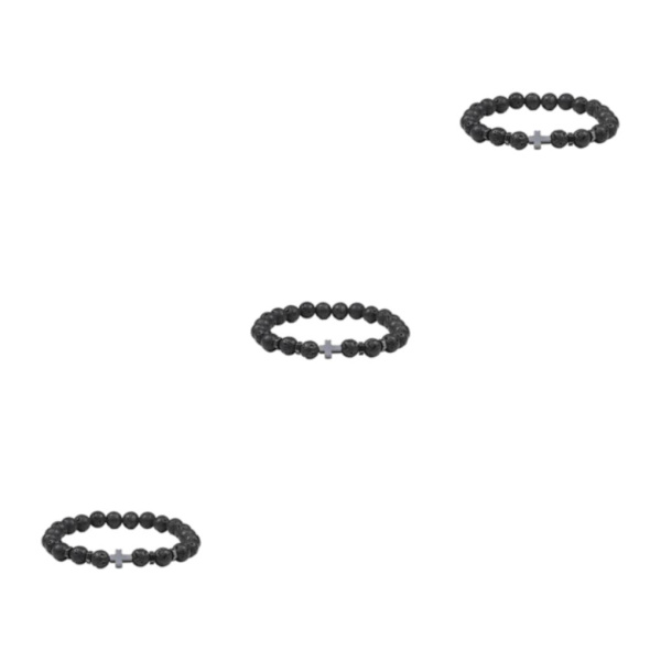 1/2/3/5 Wide Application Cross Beaded Armband för alla tillfällen volcanic stone 3Set