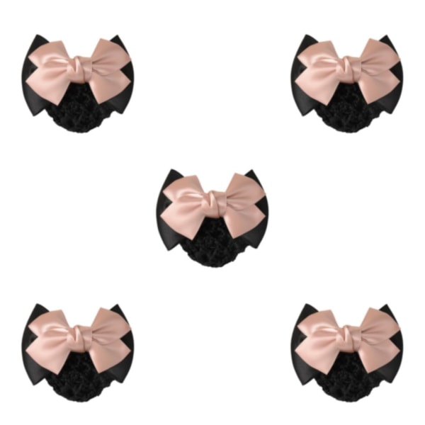 1/2/3/5 tyg lätt att bära Elastiska hårnät för moderiktiga Two Bows- light pink 5Set