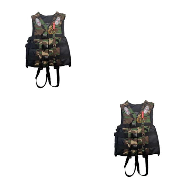 1/2/3 Vuxna Hjälpväst Kajak Ski Flytkraft Fiske Segel Vattensport Green Camouflage XXL 2PCS