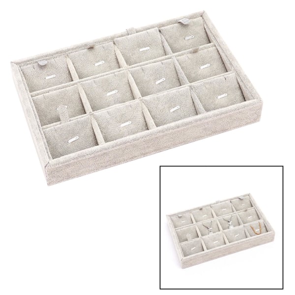1/2/3/5 Stapelbar smyckesbricka Multipurpose Portable Velvet för Flannel White 12 Grids 1Set