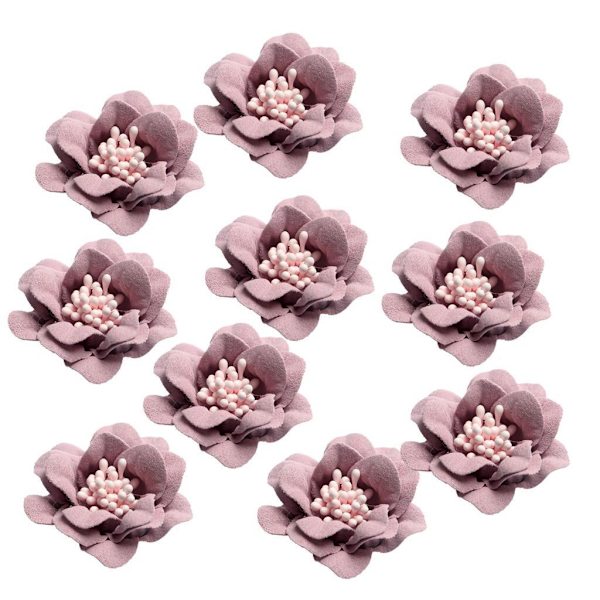 1/2/3/5 10 stycken Camellia Flower Heads för gör-det-själv-hårtillbehör Light purple 4.5cm 1Set