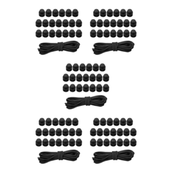 1/2/3/5 20st plastsnörelås Ändfjäderbelastad slider + För Black Style 1 5Set