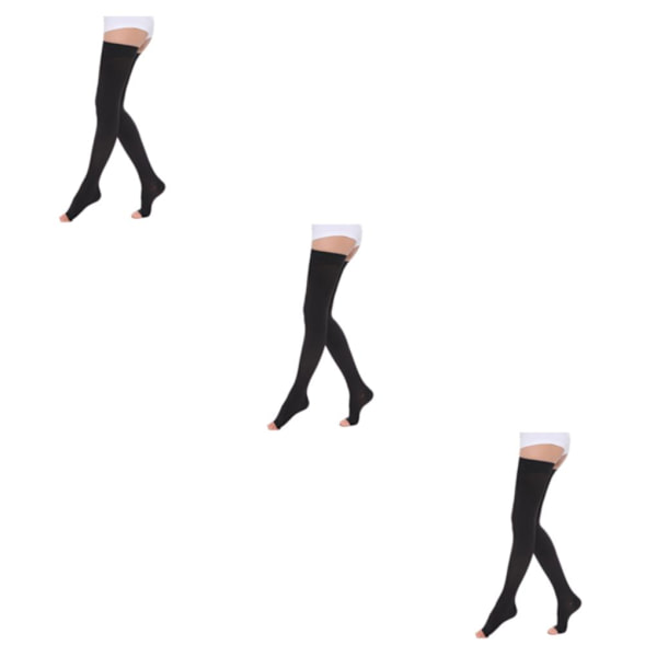 1/2/3 Trendiga och moderiktiga över knästrumpor för Open Toe-black S 3Set