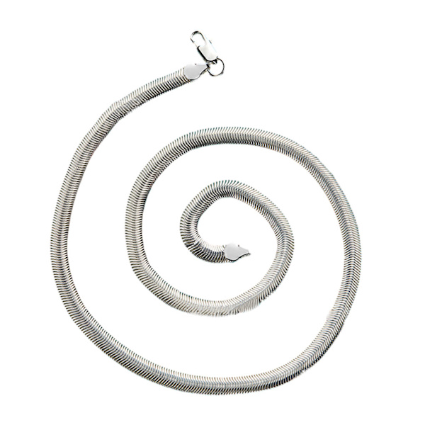 1/2/3/5 Statement-Making Silver Flat Snake Chain Halsband silver 45cm 2Set