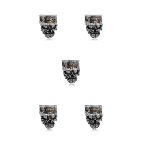 1/2/5 metall unik 3D-mönster gotisk graverad mänsklig skallestaty 5PCS