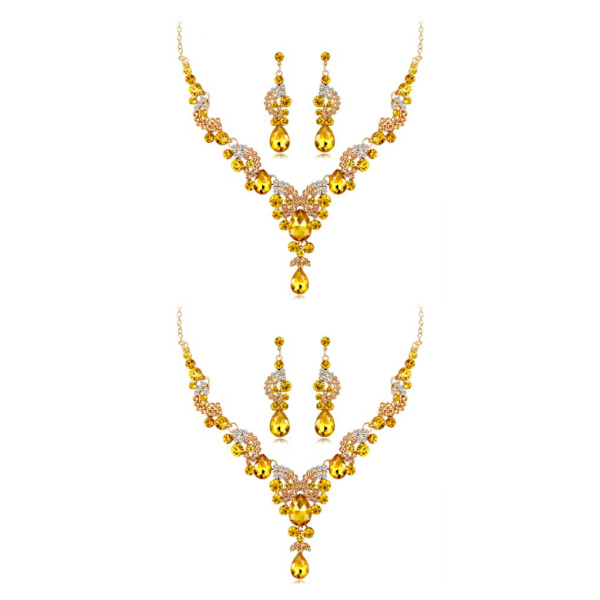 1/2/3/5 3 stycken/ set kvinnor halsband bröllop bröllop örhänge Champagne 2PCS
