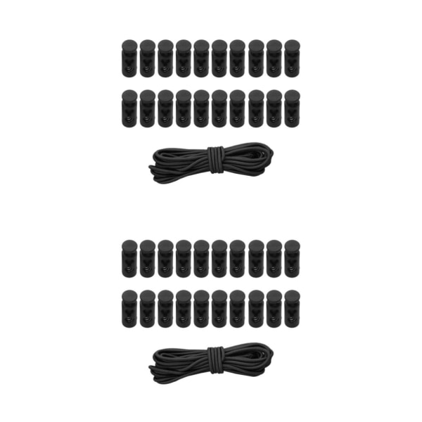 1/2/3/5 20st plastsnörelås Ändfjäderbelastad slider + För Black Style 2 2Set