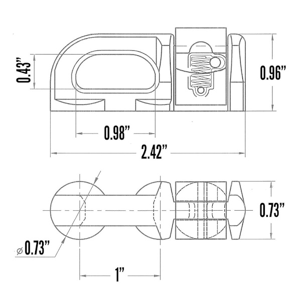 1/2 4x Cargo Control L Track Double Stud Fitting Cargo Control 1Set