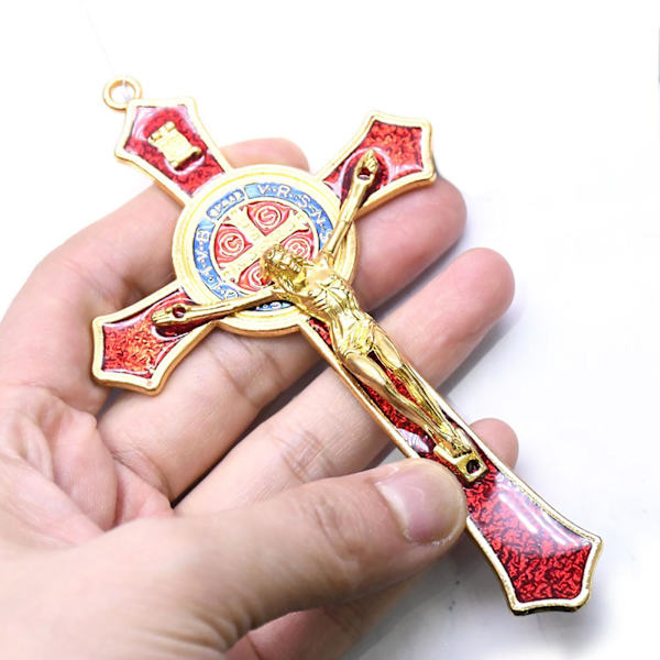1/2/3/5 Zinklegering Väggkrucifix Cross Jesus Statue Staty Red 12x7cm 1Set