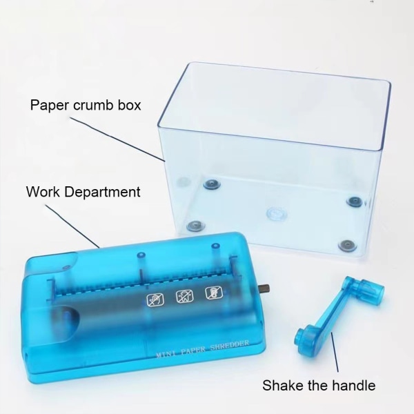 Effektiv dokumentförstörare för papper och dokument Bärbar och lätt att använda blue