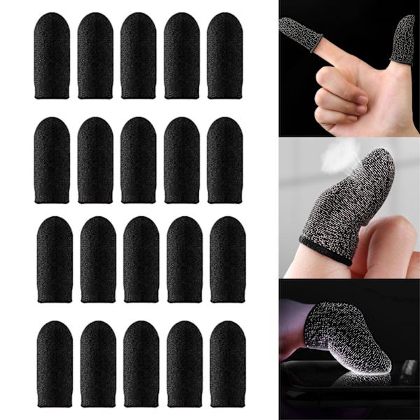 1/2/3/5 20 delar Gaming Finger Sleeves Anti Sweat Andas Black 45 x 25mm 1Set