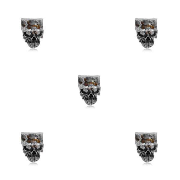 1/2/5 metall unik 3D-mönster gotisk graverad mänsklig skallestaty 5PCS
