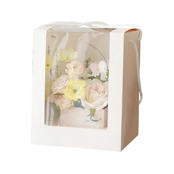 1/2 blomma presentpapper förpackning lådor genomskinligt fönster Bröllop baby L white 1Set