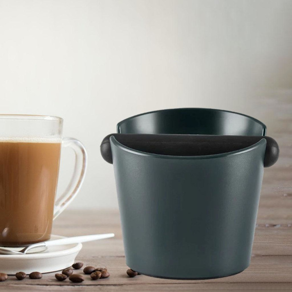 1/2 Coffee Knock Box Bin För Espresso Grinds Tamper Waste Tamp Dark Green open mouth 1Set