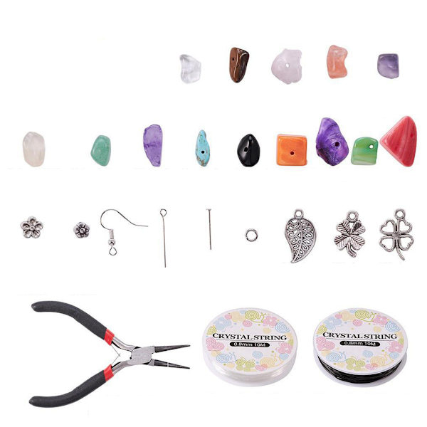Irregular Chips Stone Beads Kit Jump Rings för DIY Crafts