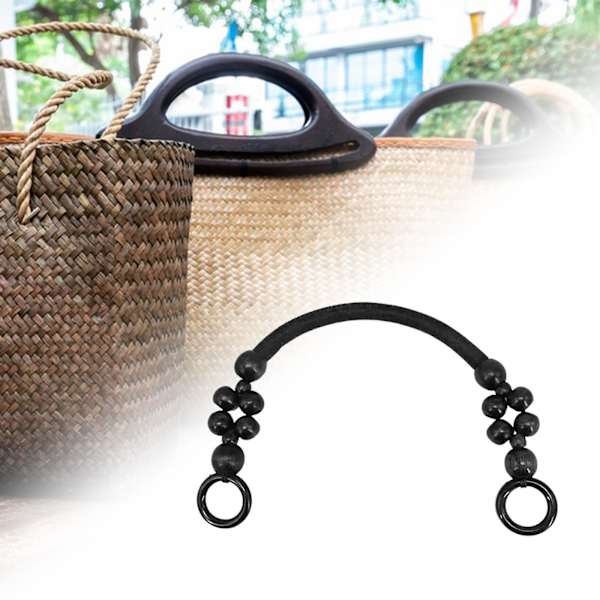 1/2/3 träpärlpåse Handtag Väska Rem Handväska Handtag Rem Black 48cm 1Set