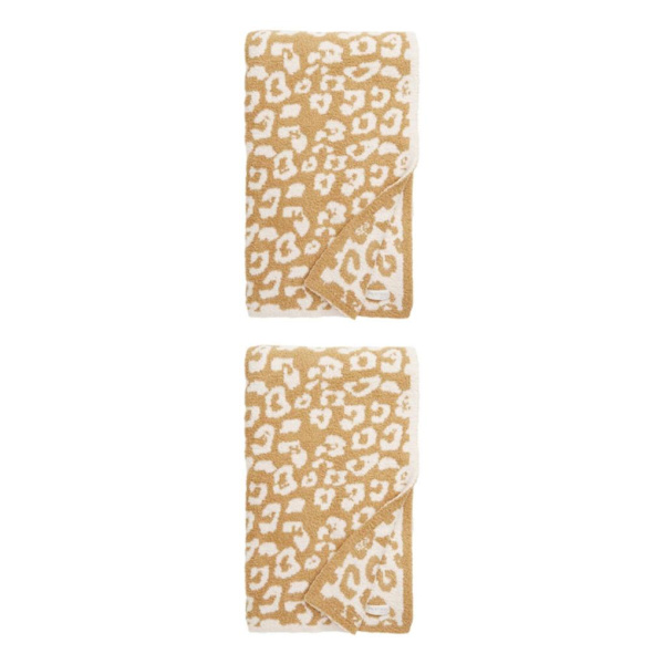 1/2/3 Throw Blanket Leopard Print Flanell Fleece Filtar Plysch light tan 40x47in 2Set