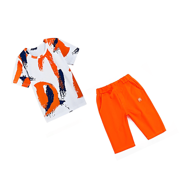 1/2/3/5 Pojkar Kläder Sommar Outfit Tonårsskjortor Multipurpose Orange 120cm 1 Pc
