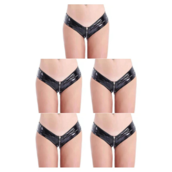 1/2/3/5 Underkläder Butt Briefs Front Open Sexig Nattklubb Tvättbar Black/2XL 5PCS