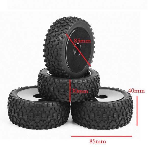 1/2/3 Fram Bak Buggy Däck 1:10 Bildelar Tillbehör DIY Black 1Set