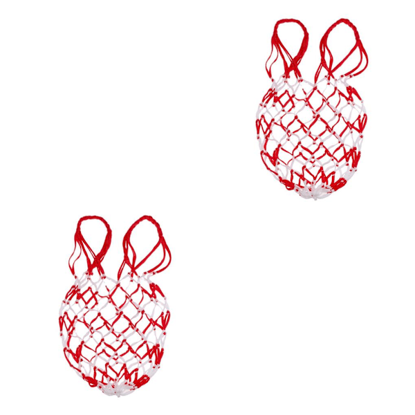 1/2/3/5 Basket Ball Carry Mesh Förvaring Nätpåshållare White Red 2PCS