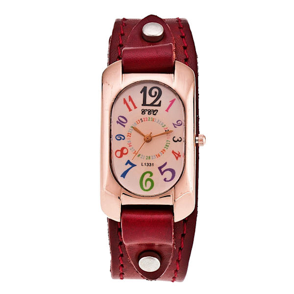 1/2 Precise Vintage Quartz Watch med justerbar läderrem 2Set