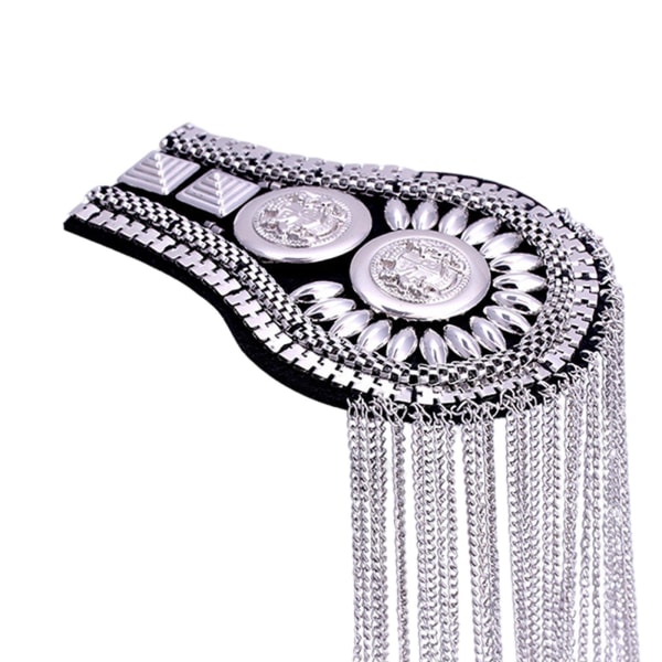 1/2/3/5 Epaulets tofs axelbrädor Legering för kläder Silver 6.7x11cm 1Set