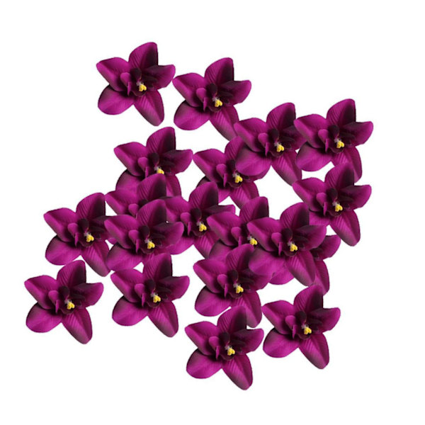 1/2/3 20 st konstgjorda sidenorkidéblomhuvuden för DIY-bröllop Purple 1Set