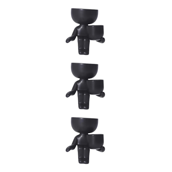 1/3 keramisk blomkruka Mänsklig blomvas växtkruka Black 10x9x6cm 10x9x6cm 10x6x8cm 3Set
