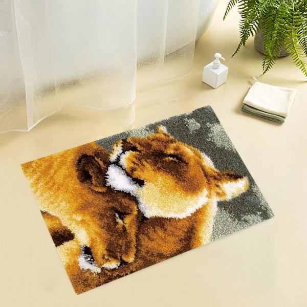 1/2/3 För Creative Hook Kits for Adults Virkad matta för hemmet Hug lions 50 x 36cm 1Set