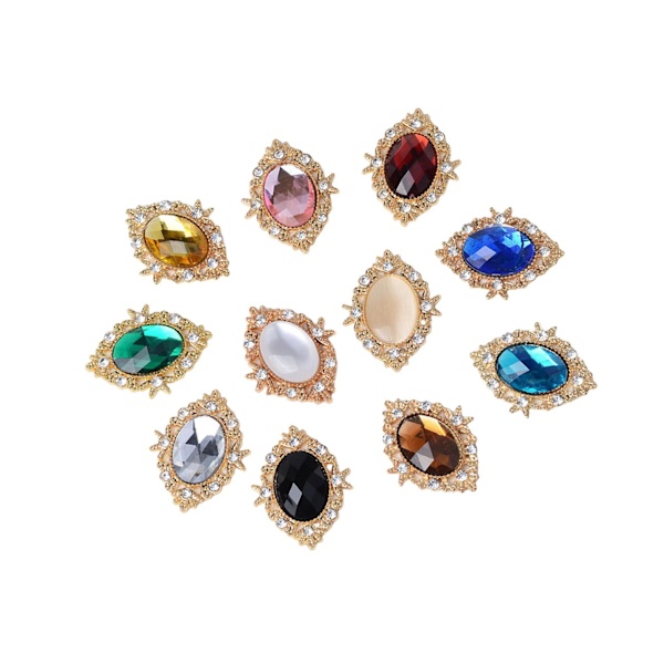 11x Buttons Flatback Decor Strass för DIY-kläder Accs