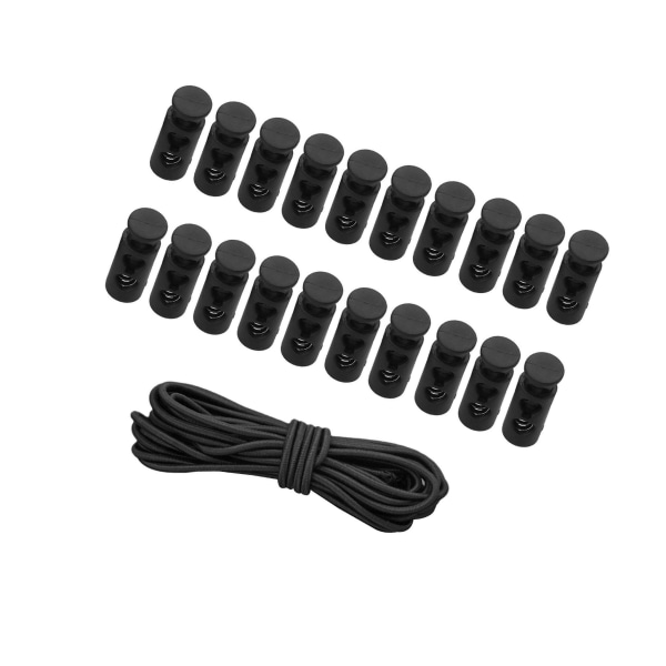 1/2/3/5 20st plastsnörelås Ändfjäderbelastad slider + För Black Style 2 1Set