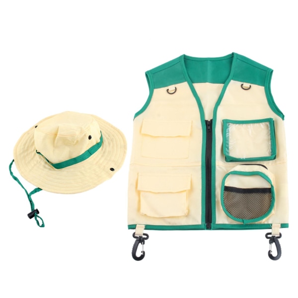 1/2/3 Kids Explorer Costume Kit Väst Hat Set Cosplay Kostymer Green M 1Set