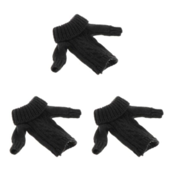 1/2/3/5 1/6 kvinnlig stickad tröja i skala för 12-tums aktinfigurer Black 15.3cm 3Set