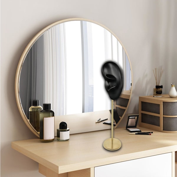 1/2/3 Örhänge Display Stand Human Ear Model Stud Holder Showcase Left Ear Black Height: 18cm 1Set