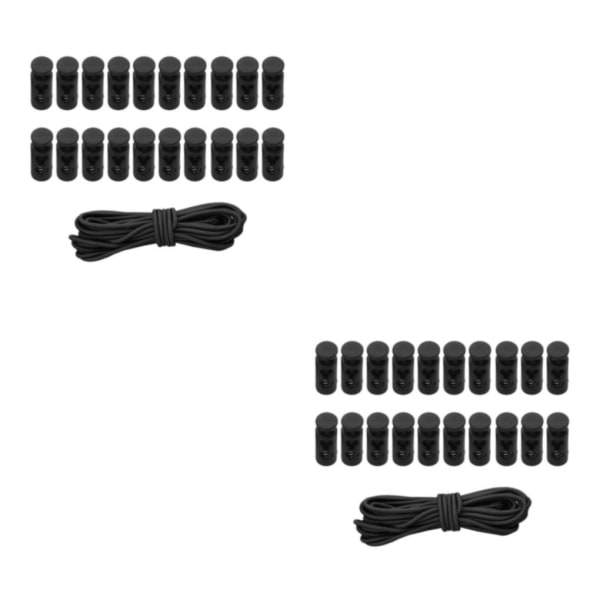 1/2/3/5 20st plastsnörelås Ändfjäderbelastad slider + För Black Style 2 2Set