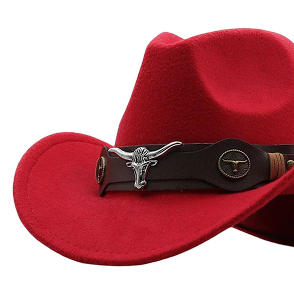 Cowgirlhatt Andas Casual Cowboyhatt för kvinnor män höst Red 56cm-58cm