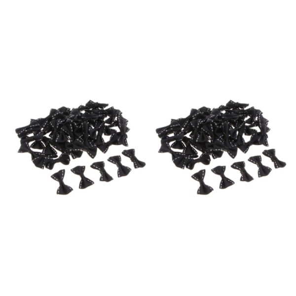 1/2/3/5 50 stycken söta satängrosettband Applikationsutsmyckningar Black 3.7×2cm 2Set