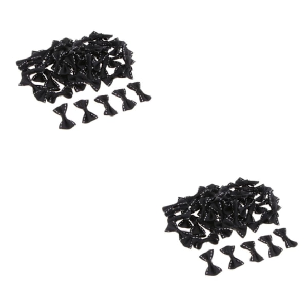 1/2/3/5 50 stycken söta satängrosettband Applikationsutsmyckningar Black 3.7×2cm 2Set