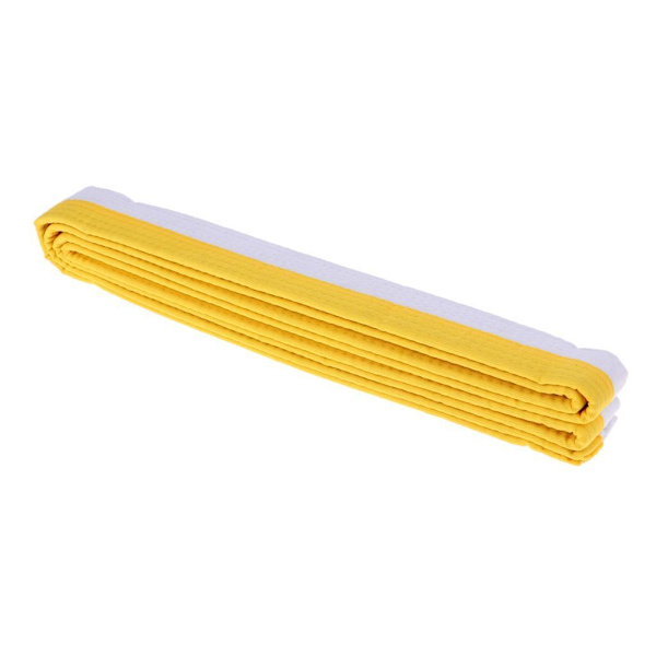 1/2 Taekwondo bälte Karate Martial Arts Aikido dubbelt omlottbälte White and Yellow 280x3.85 cm 1Set