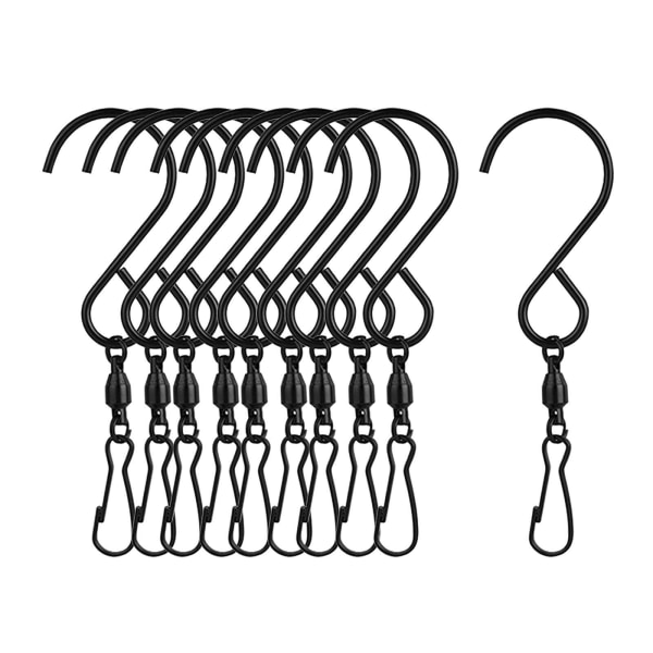 1/3/5 10x Swivel S Hooks Clips för upphängning av trädgårdsvindsnurror Black 3.5 Inch 1Set