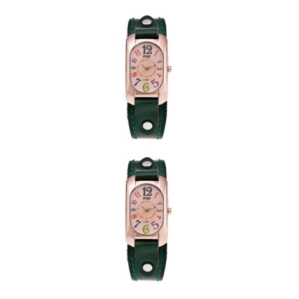1/2/3/5 Klassisk watch med mjukt och slitstarkt läderband green 2Set