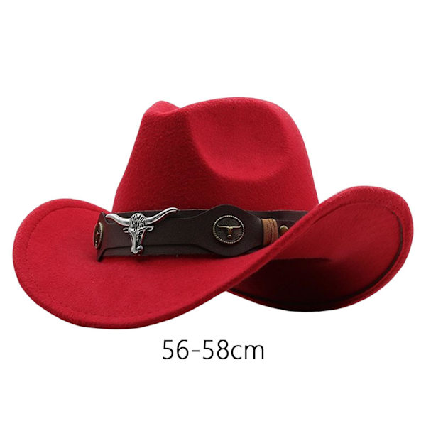 Cowgirlhatt Andas Casual Cowboyhatt för kvinnor män höst Red 56cm-58cm
