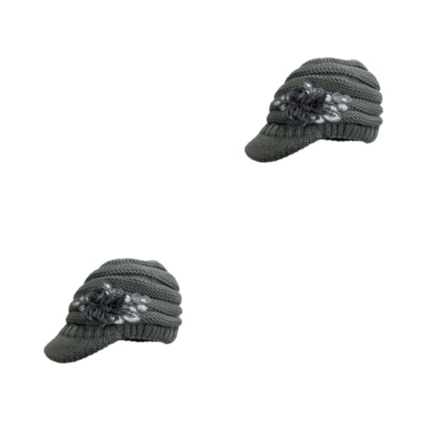 1/2/3 Snygg ullhatt för moderiktiga och varma vinterkläder gray 2Set