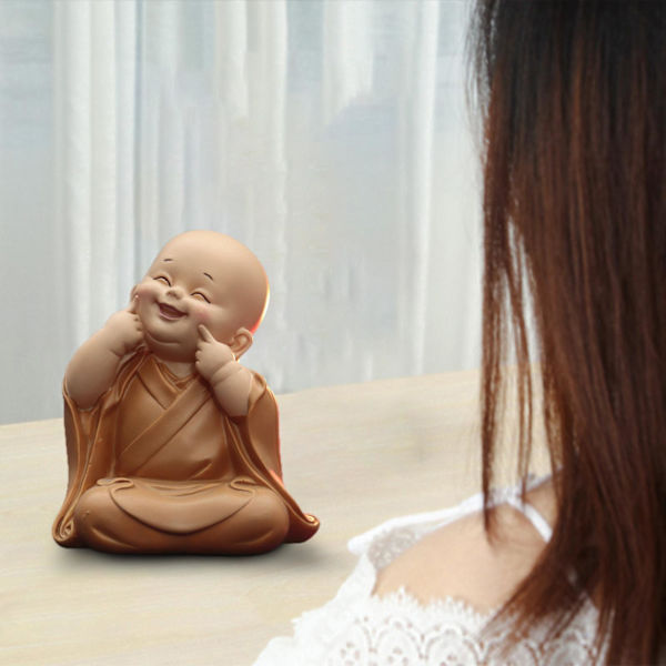 1/2/3 Söt Buddha Staty Monk Figurine Ornament Little för grin height 10cm 1Set